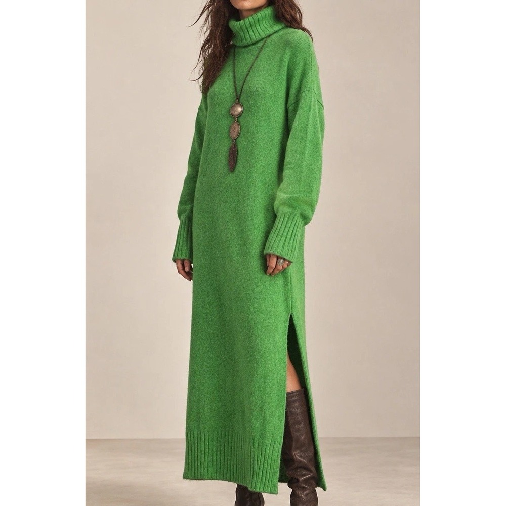 Anthropologie Daily Practice Cocoon Sweater Dress XXS Green Turtleneck